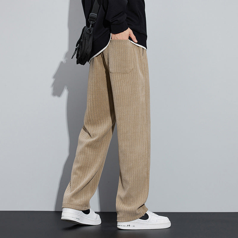 Men's Loose Straight Leg Pants With Adjustable Drawstring Waist