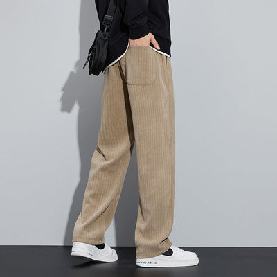 Men's Loose Straight Leg Pants With Adjustable Drawstring Waist