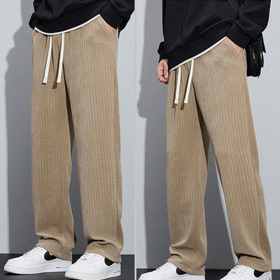 Men's Loose Straight Leg Pants With Adjustable Drawstring Waist