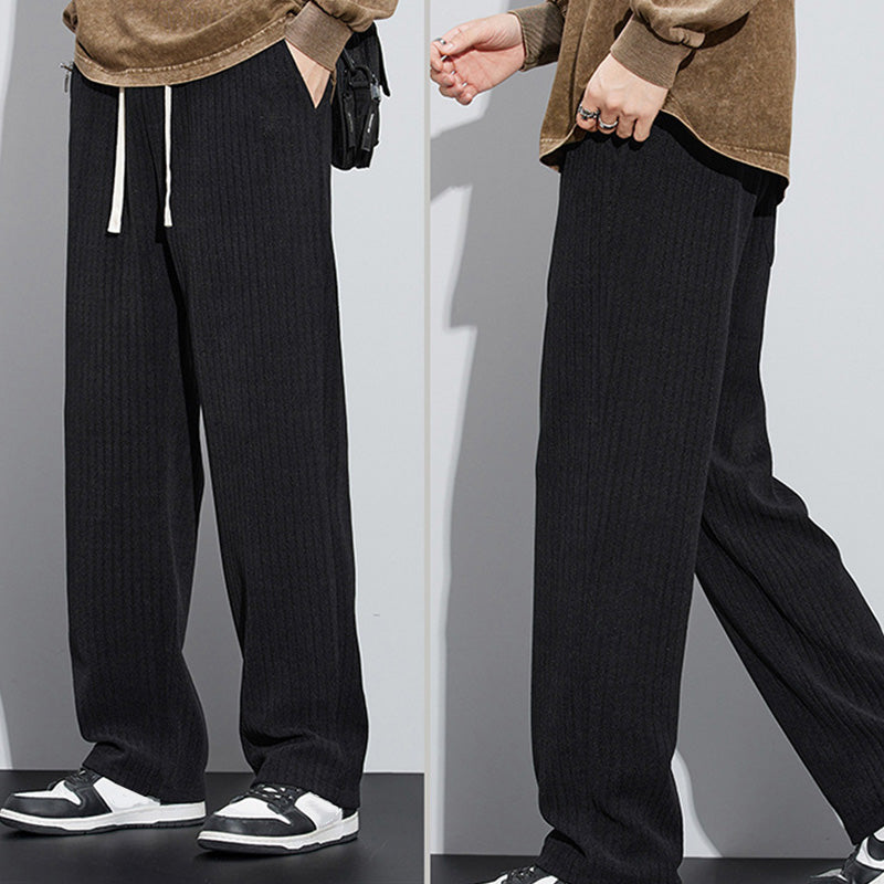 Men's Loose Straight Leg Pants With Adjustable Drawstring Waist