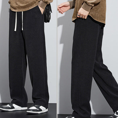 Men's Loose Straight Leg Pants With Adjustable Drawstring Waist