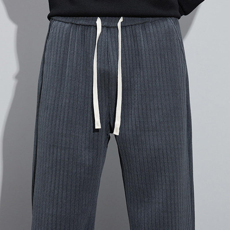 Men's Loose Straight Leg Pants With Adjustable Drawstring Waist