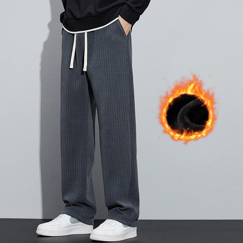 Men's Loose Straight Leg Pants With Adjustable Drawstring Waist