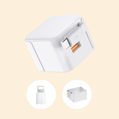 PD 20W Fast Charger With Retractable Cable Compact Portable Charging Adapter