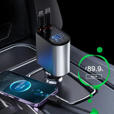 Retractable Fast Car Charger Compact USB Quick Charging Cable