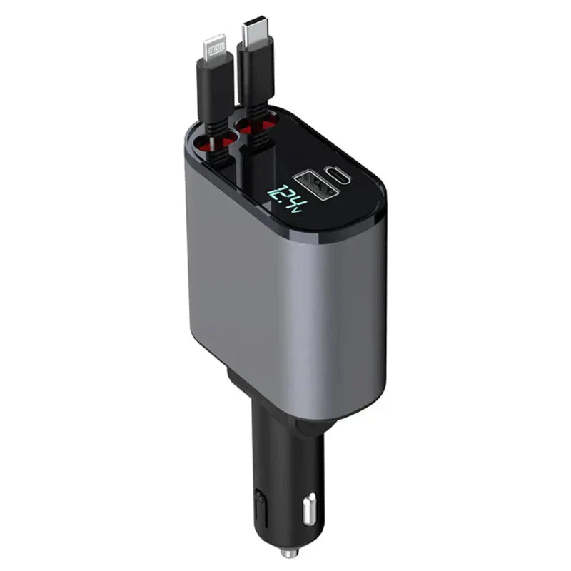 Retractable Fast Car Charger Compact USB Quick Charging Cable