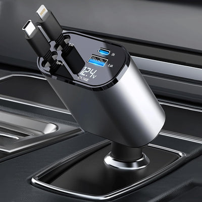 Retractable Fast Car Charger Compact USB Quick Charging Cable