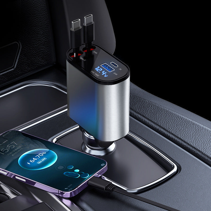 Retractable Fast Car Charger Compact USB Quick Charging Cable