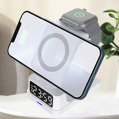 Multi-Function Magnetic Wireless Charger With LED Clock Display
