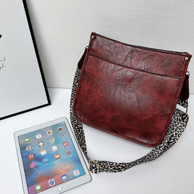 Colorful Crossbody Leather Bag With Adjustable Straps For Women