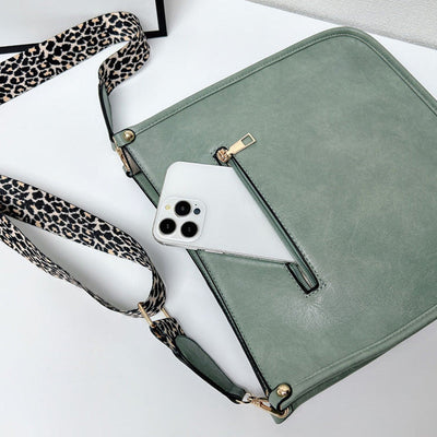 Colorful Crossbody Leather Bag With Adjustable Straps For Women