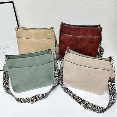 Colorful Crossbody Leather Bag With Adjustable Straps For Women