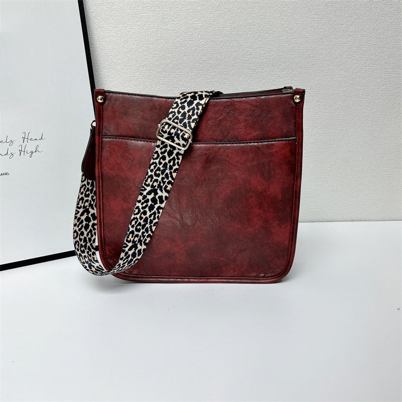 Colorful Crossbody Leather Bag With Adjustable Straps For Women