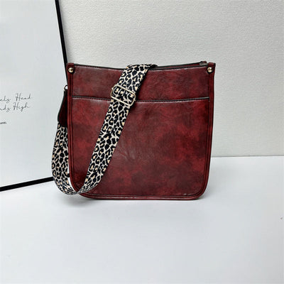 Colorful Crossbody Leather Bag With Adjustable Straps For Women