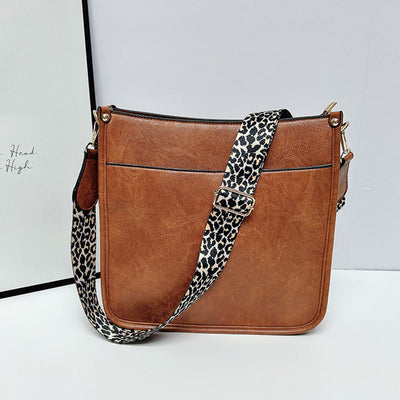 Colorful Crossbody Leather Bag With Adjustable Straps For Women