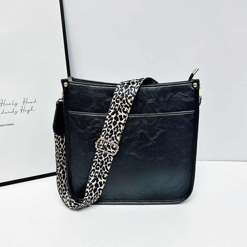 Colorful Crossbody Leather Bag With Adjustable Straps For Women