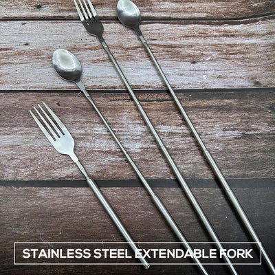 Stainless Steel Extendable Fork For Camping And Outdoor Use