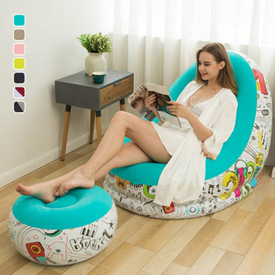 Thickened Inflatable Bean Bag Chair For Adults With Comfortable Footstool