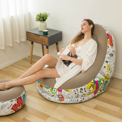 Thickened Inflatable Bean Bag Chair For Adults With Comfortable Footstool