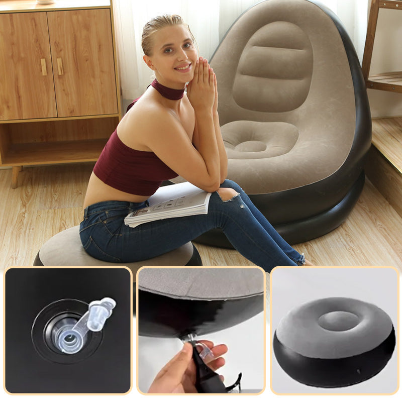 Thickened Inflatable Bean Bag Chair For Adults With Comfortable Footstool