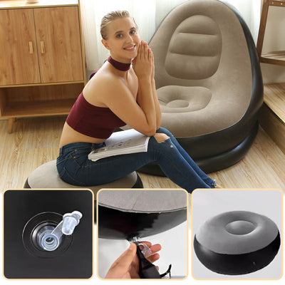 Thickened Inflatable Bean Bag Chair For Adults With Comfortable Footstool