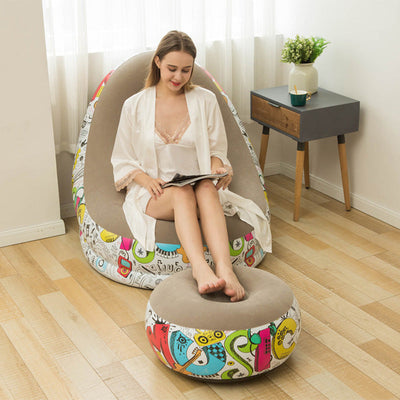 Thickened Inflatable Bean Bag Chair For Adults With Comfortable Footstool