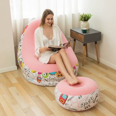 Thickened Inflatable Bean Bag Chair For Adults With Comfortable Footstool