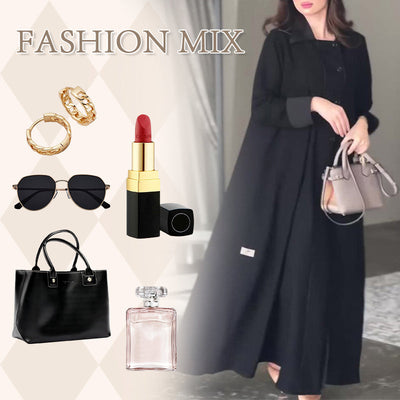 Women's Ankle-Length Dress Classic Solid Color Lapel Design
