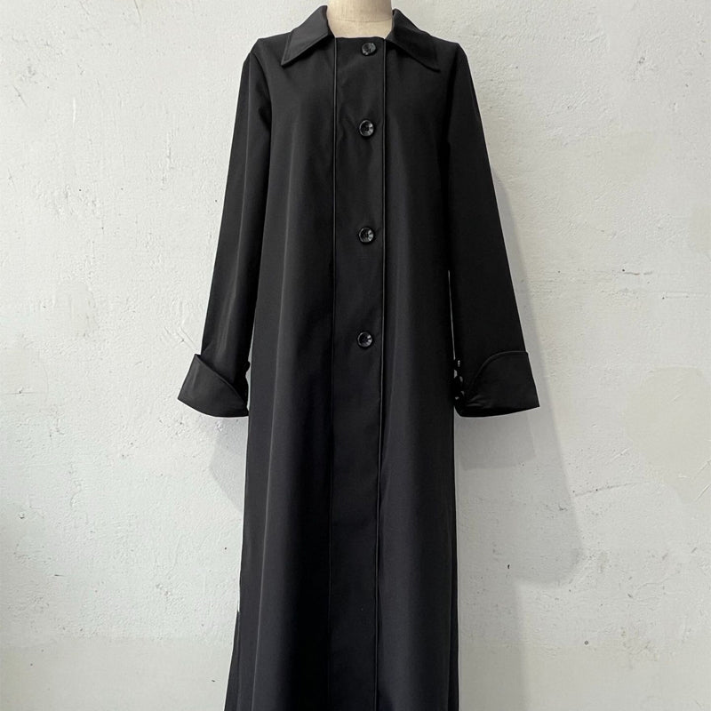 Women's Ankle-Length Dress Classic Solid Color Lapel Design