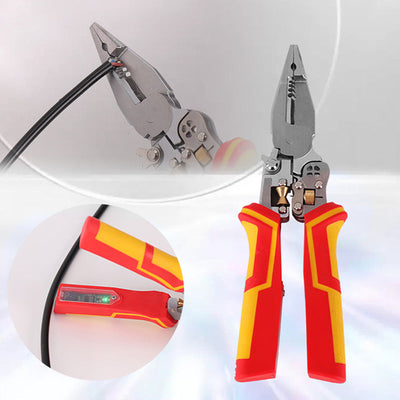 Versatile Wire Stripping Pliers With Built In Electricity Tester