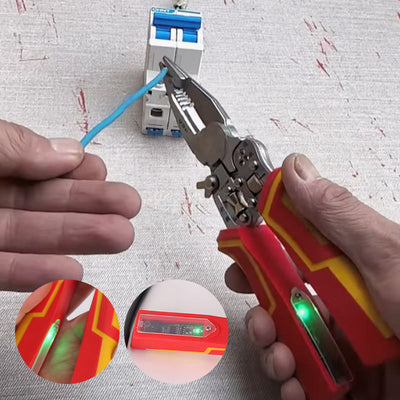 Versatile Wire Stripping Pliers With Built In Electricity Tester