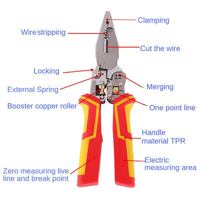 Versatile Wire Stripping Pliers With Built In Electricity Tester