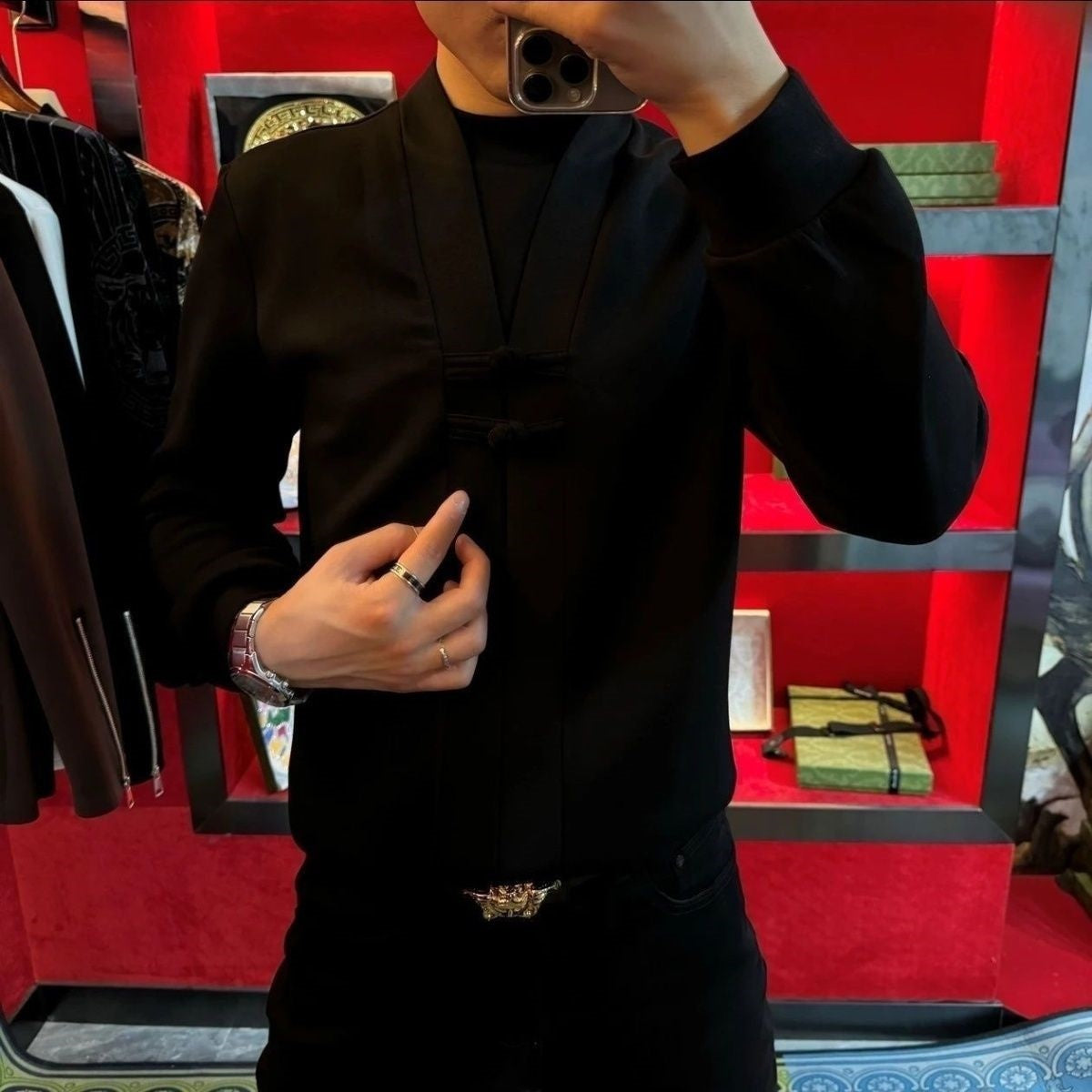 Men's Faux Two Piece Long Sleeve Top Stylish Comfortable Fit