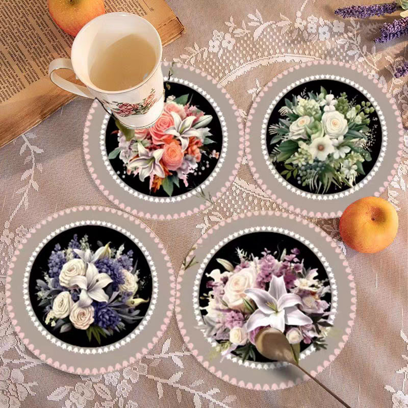 Vintage Floral Table Mats Set For Elegant Dining Decor