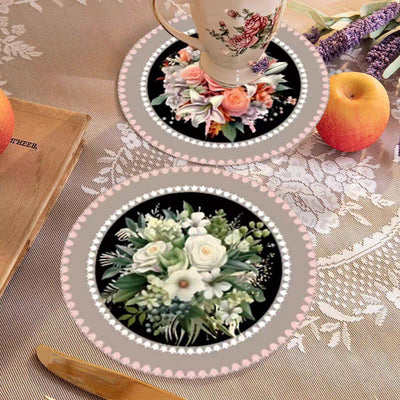 Vintage Floral Table Mats Set For Elegant Dining Decor