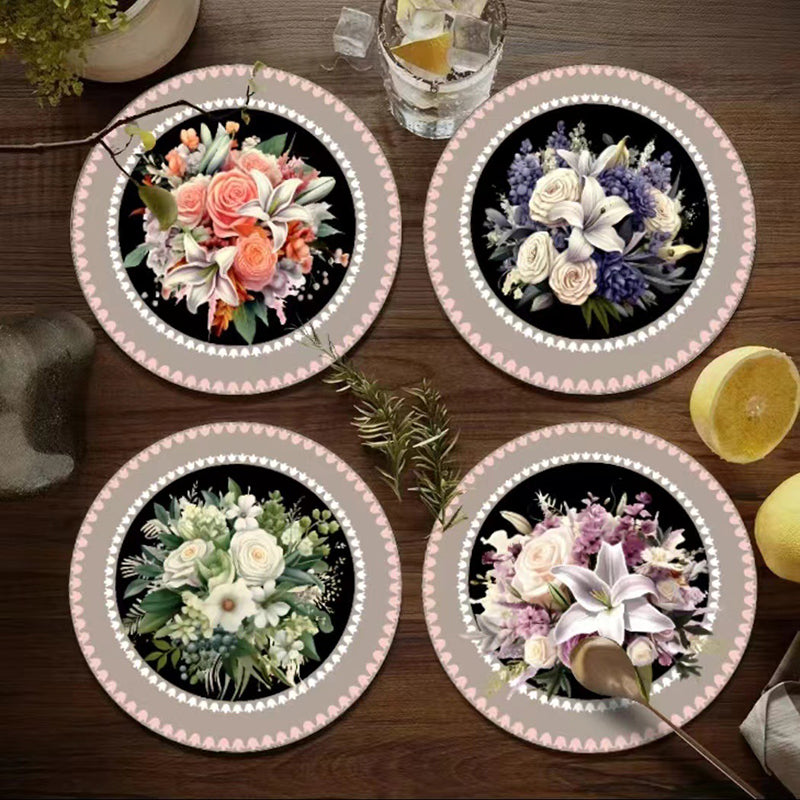 Vintage Floral Table Mats Set For Elegant Dining Decor
