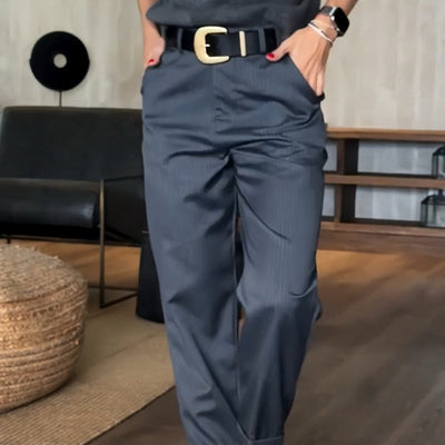 Women's High Waist Blazer Pants Casual Straight Fit Stylish