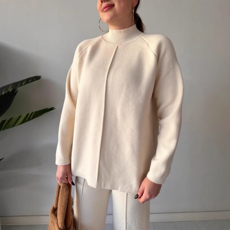 Women's Knit Two-Piece Set Solid Color Comfortable Top And Pants