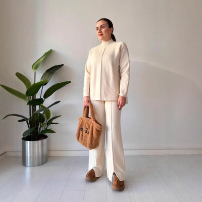 Women's Knit Two-Piece Set Solid Color Comfortable Top And Pants