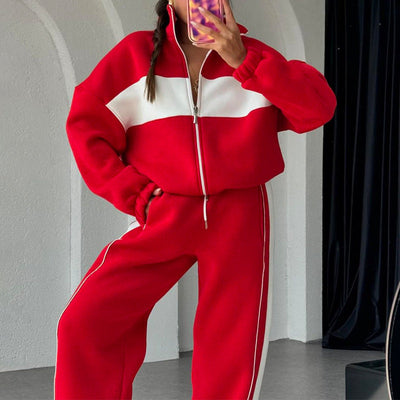 Women's Tracksuit Two-Piece Color Block Casual Athletic Set