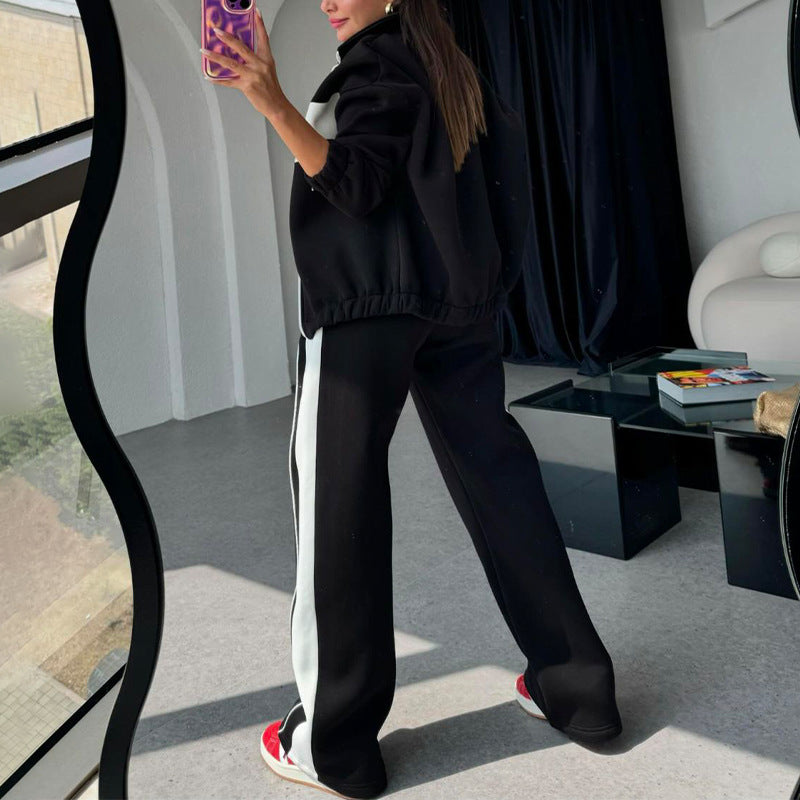 Women's Tracksuit Two-Piece Color Block Casual Athletic Set