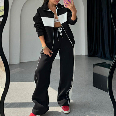 Women's Tracksuit Two-Piece Color Block Casual Athletic Set
