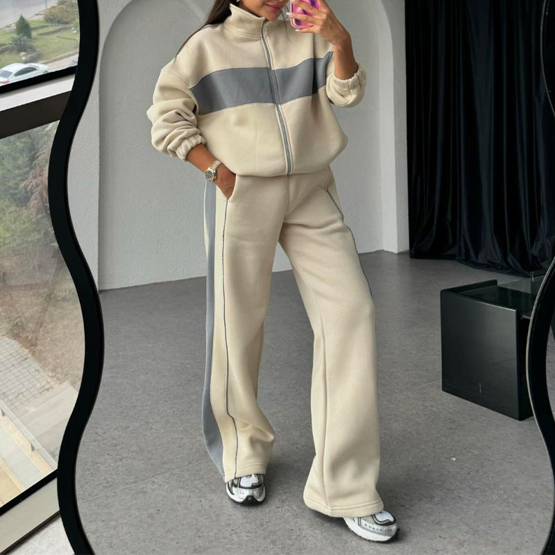 Women's Tracksuit Two-Piece Color Block Casual Athletic Set