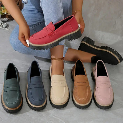Chunky Platform Loafers Women Comfortable Slip On Casual Shoes