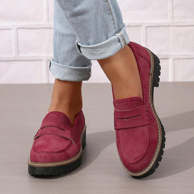 Chunky Platform Loafers Women Comfortable Slip On Casual Shoes