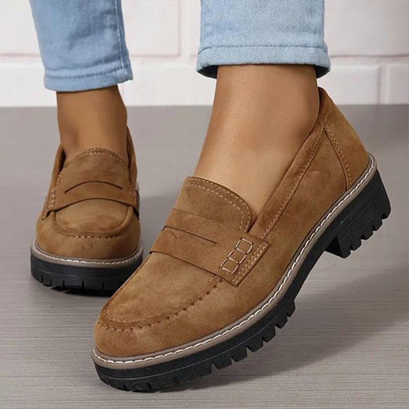 Chunky Platform Loafers Women Comfortable Slip On Casual Shoes
