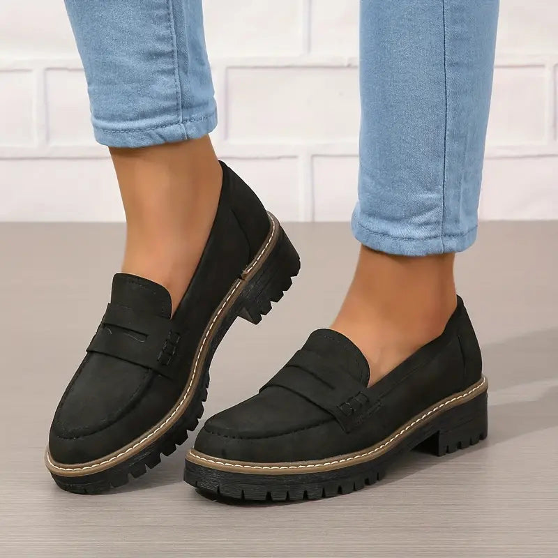 Chunky Platform Loafers Women Comfortable Slip On Casual Shoes