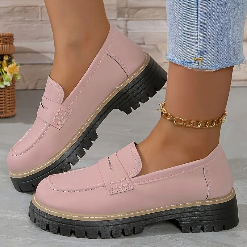 Chunky Platform Loafers Women Comfortable Slip On Casual Shoes