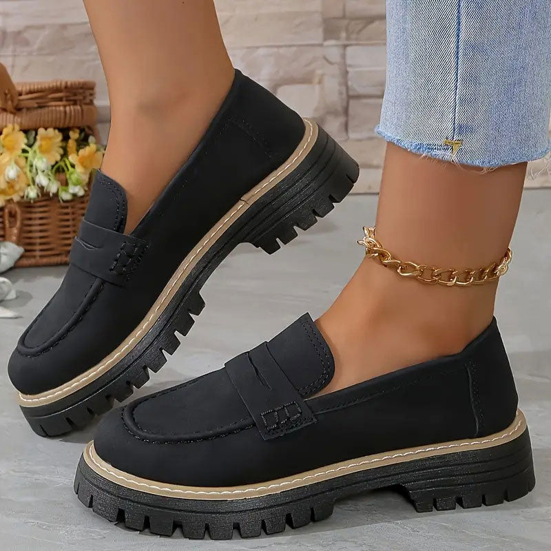 Chunky Platform Loafers Women Comfortable Slip On Casual Shoes