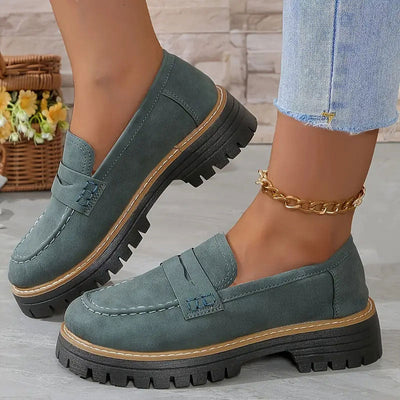 Chunky Platform Loafers Women Comfortable Slip On Casual Shoes